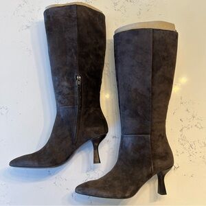 Madewell Boots Justine Tall Boot, Dark Carob Suede 8.5